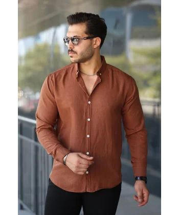 Erkek Uzun Kollu Regular Sofya Keten Gömlek