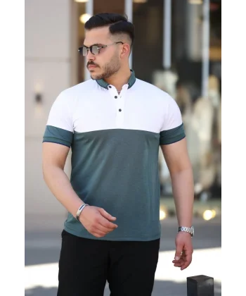 Erkek Yakalı çift Renk Kısa Kollu T-shirt