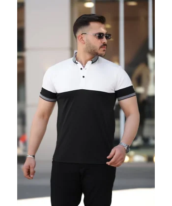 Erkek Yakalı çift Renk Kısa Kollu T-shirt