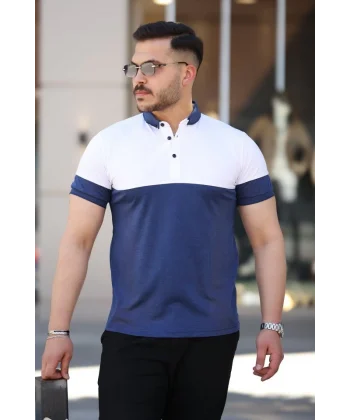 Erkek Yakalı çift Renk Kısa Kollu T-shirt