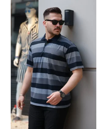 Erkek Yakalı çok Renkli Kısa Kollu T-shirt