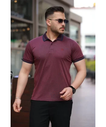 Erkek Yakalı Kagi Kumaş Kısa Kollu T-shirt