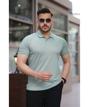 Erkek Yakalı Kagi Kumaş Kısa Kollu T-shirt