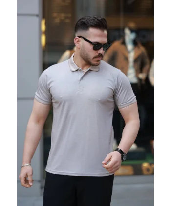 Erkek Yakalı Kagi Kumaş Kısa Kollu T-shirt