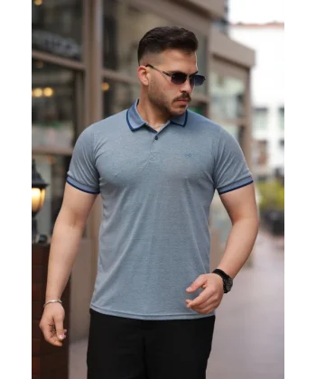 Erkek Yakalı Kagi Kumaş Kısa Kollu T-shirt