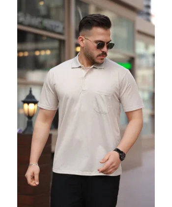 Erkek Yakalı Mini Jakarlı Kısa Kollu T-shirt