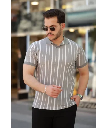Erkek Yakalı örme Kumaş Kısa Kollu T-shirt