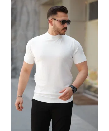 Erkek Yarım Balıkçı Yaka Kısa Kollu Tişört