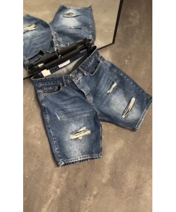 Erkek Yırtık Detaylı Kot Şort