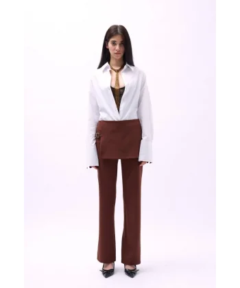 Etek Detaylı Kemerli  Pantolon