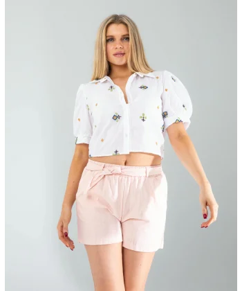 Etnik Desen Nakışlı Gömlek