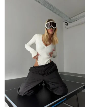 Fermuar Detay Kapitone Pantolon