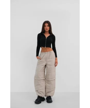 Fermuar Detay Kapitone Pantolon