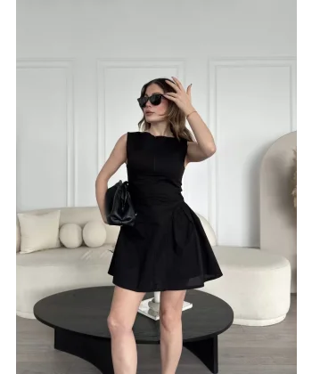 Fermuar detaylı Mini Elbise - Siyah