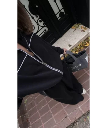 Fermuarlı Eşofman Pantolon İkili Takım - Antrasit