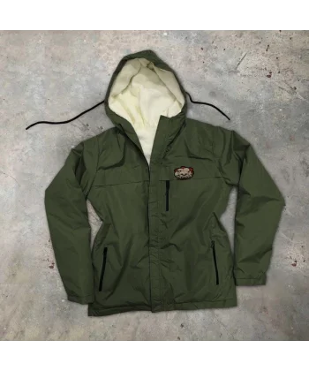 Fermuarlı Uzun Kol Kapşonlu İçi Kürklü ont  Haki