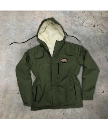 Fermuarlı Uzun Kol  Kapüşonlu İçi Kürklü Mont - Haki