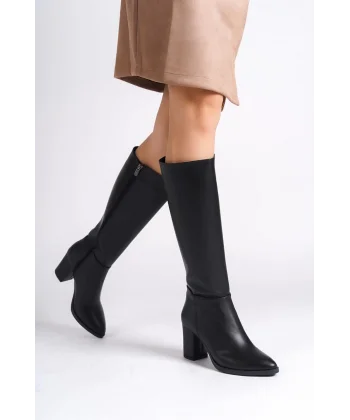 FIORELLA Bağcıksız Fermuarlı Ortopedik Taban Kadın Çizme CST - Siyah