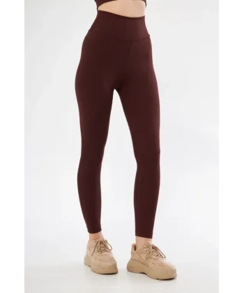 Fitilli Full Likralı Yüksek Bel Toparlayıcı Tayt Günlük Ve Spor Kullanım - Bordo