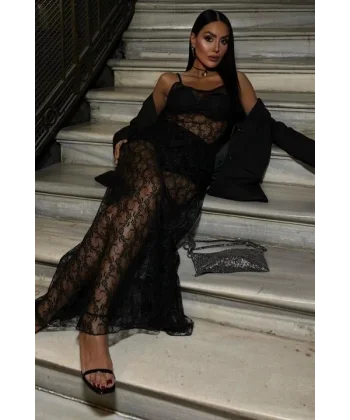 Full Dantel Askılı Elbise 2874