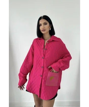 Fuşya Cepli Kapitone Gömlek