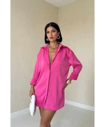 Fuşya Çıtçıtlı aten Gömlek