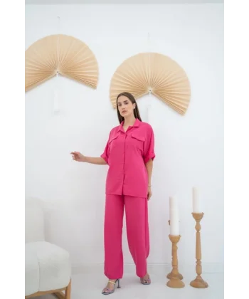 Fuşya Gömlek Ve Pantolon Takım