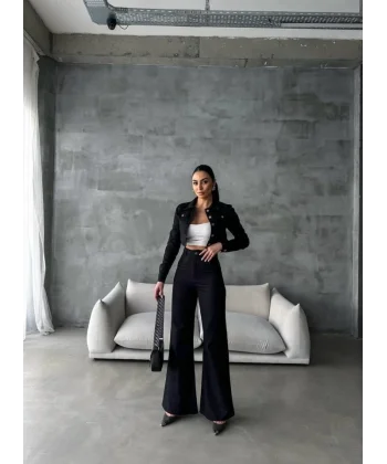 GABARDİN CEKET - PANTOLON TAKIM - Siyah