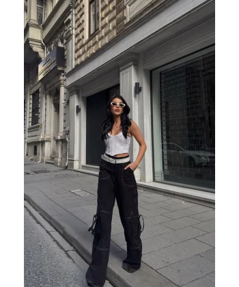 GABARDİNKARGO PANTOLON - Siyah