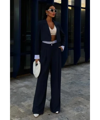 Garni Detaylı Crop Ceketli Takım 10075