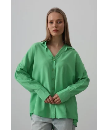 Geniş Manşet Detaylı Gömlek - A.Yeşil