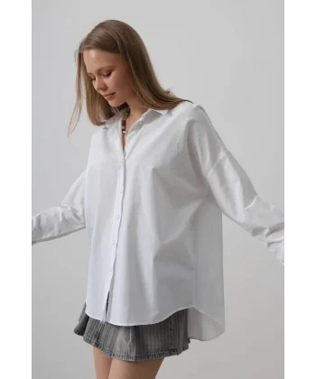 Geniş Manşet Detaylı Gömlek - Beyaz
