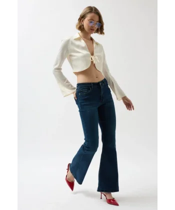 Geniş Paça Yüksek Bel Jean