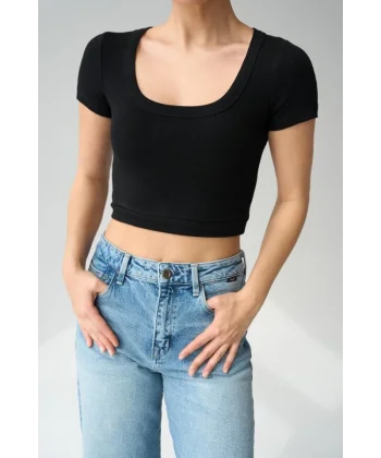 Geniş Yaka Bady - Siyah