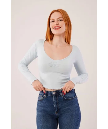 Geniş Yaka Bebe avisi Basic Body Bluz