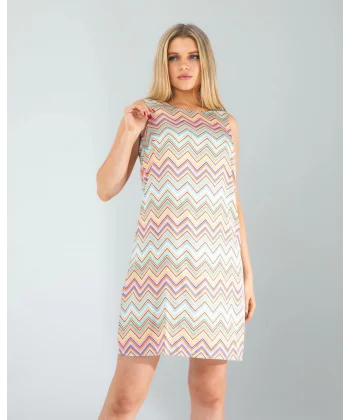 Geometrik Desen Saten Elbise