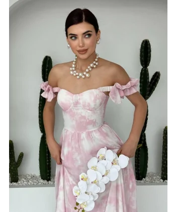 Gera İp Askı Büzgülü Elbise