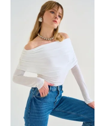 Gipeli Madonna Yaka Kazak  Optik Beyaz