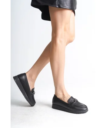 GISELLE Ortopedik Rahat Taban Toka Detaylı Klasik Kadın Babet Anne Ayakkabısı  CST - Siyah