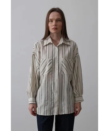Gömlek - Bej-Yeşil