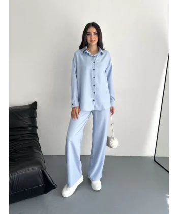 Gömlek Pantolon Ikili Takım - Bebek Mavisi