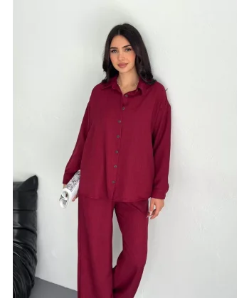 Gömlek Pantolon ikili Takım - Bordo