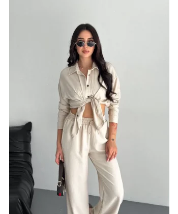 Gömlek Pantolon ikili Takım - Kırık Beyaz