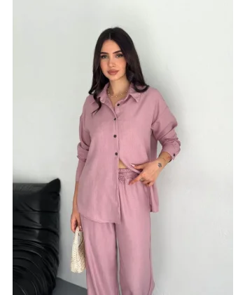Gömlek Pantolon Ikili Takım - Toz Pembe