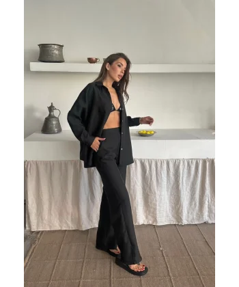 GÖMLEK-PANTOLON TAKIM CUPRA KUMAŞ - Siyah