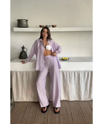 GÖMLEK - PANTOLON TAKIM - Lila