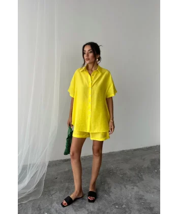 GÖMLEK - ŞORT TAKIM - Sarı