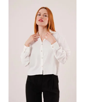 Gümüş Çizgili Beyaz Gömlek