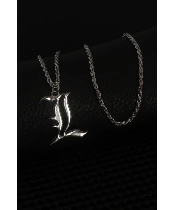 Gümüş Renk L Harf Erkek Kolye