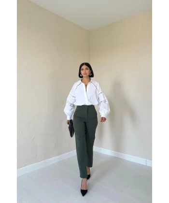 Haki Pensli Ve Dar Paça Pantolon